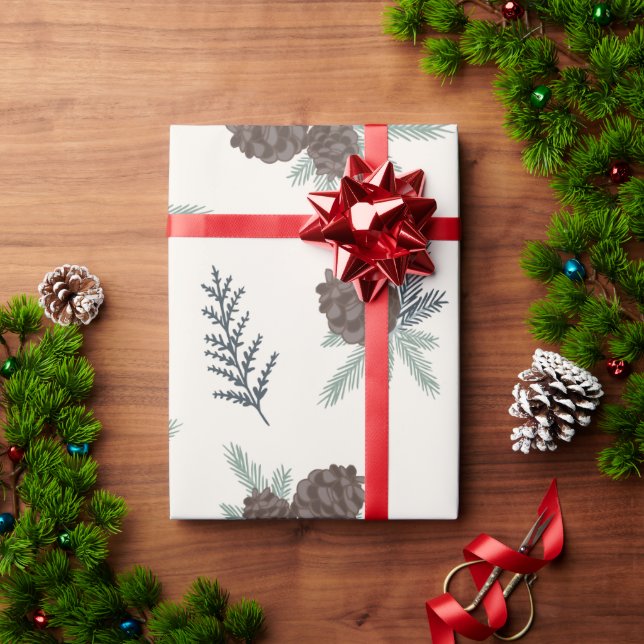 Hübsche Pine Cone Weihnachtsfeiertage Grüne Geschenkpapier (Feiertagsgeschenk)