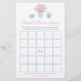 Hübsche Pink and Blue Bridal Bingo Duschkarte