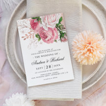 Hübsche Pink-Aquarellblütenhochzeit