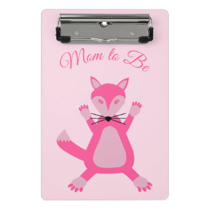 Hübsche Pink Baby Fox Mama Mini Klemmbrett