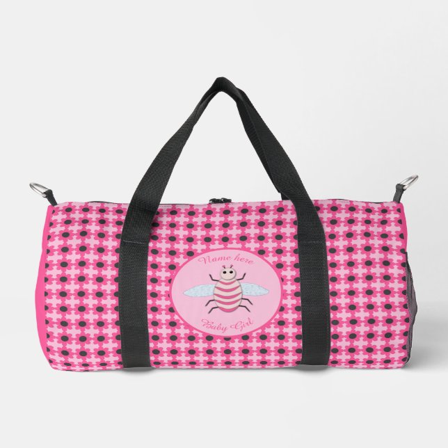 Hübsche Pink Baby Girl Bee Custom Diaper Tasche (Vorderseite)
