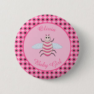 Hübsche Pink Baby Girl Bee Gender-Offenbarung Button