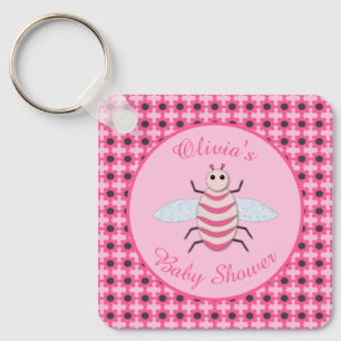 Hübsche Pink Baby Girl Bee Save the Date Schlüsselanhänger