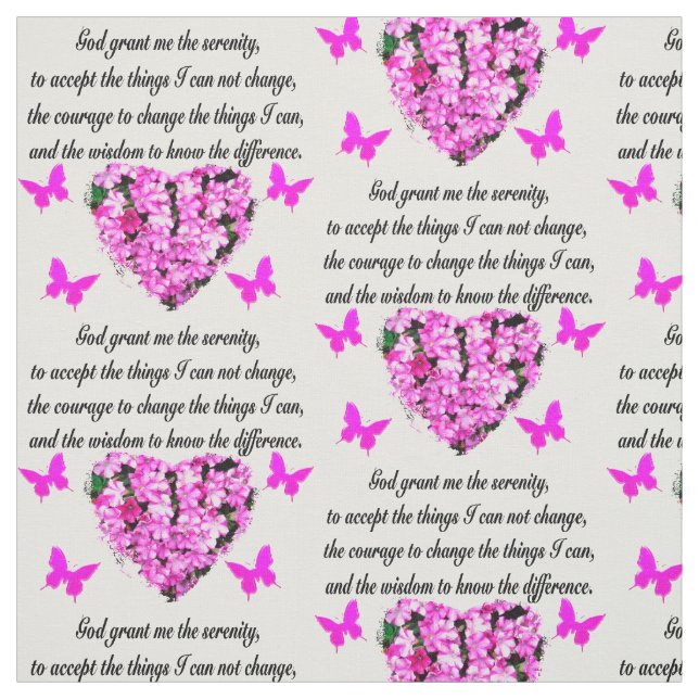 HÜBSCHE PINK-BLUME UND SCHALTFLÄCHE-SERENITY-PRAYE STOFF (Muster)