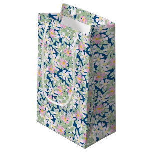 Hübsche Pink Dog Rose auf Deep Blue Small Geschenk Kleine Geschenktüte