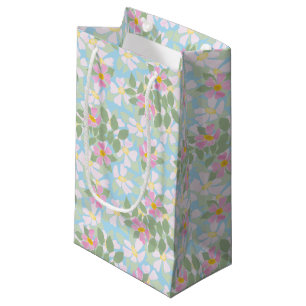 Hübsche Pink Dog Rose auf Sky Blue Small Geschenkt Kleine Geschenktüte
