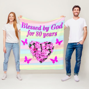 HÜBSCHE PINK FLORAL 80. BLESSINGS FLEECE BLANKET