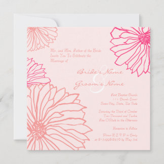 Hübsche Pink Mum Blume Hochzeit Einladung