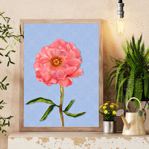 Hübsche Pink Peony Blume Art Poster