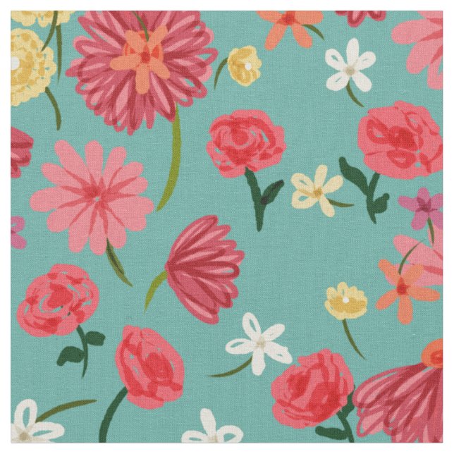 Hübsche Pink Petite Blume über Aqua Color Stoff (Nahaufnahme)