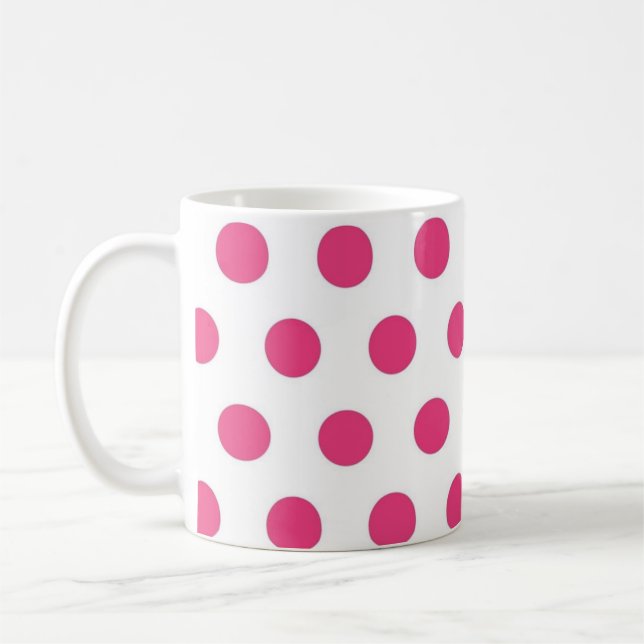 Hübsche Pink Polka Dots Muster Kaffeemaschine Tass Kaffeetasse (Links)