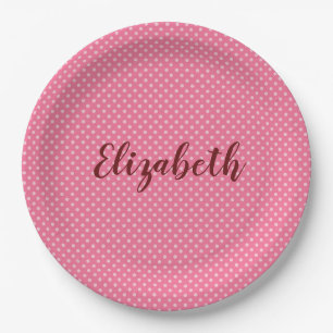 Hübsche Pink-Polka-Punkte Pappteller