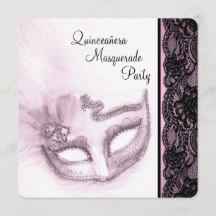 Hübsche Pink Quinceanera-Masquerade-Party Einladung