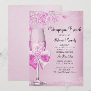 Hübsche Pink-Rosen-Champagner-Brunch-Einladung Einladung