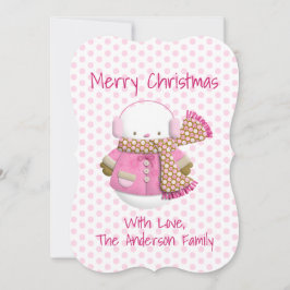 Hübsche Pink Snowman Urlaubskarte Feiertagskarte