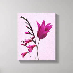 Hübsche Pink Tulpe Blume Moderne Blumenkunst Leinwanddruck