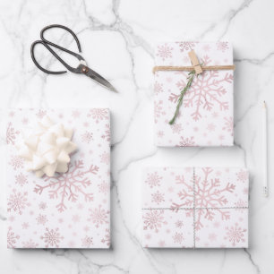 Hübsche Pink Weihnachtsschneeflocken im Winter We Geschenkpapier Set