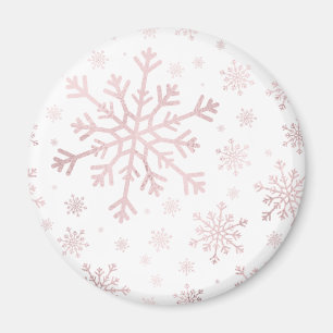 Hübsche Pink Weihnachtsschneeflocken im Winter We Magnet