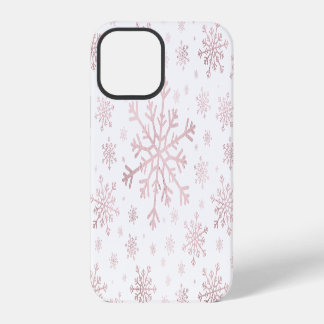 Hübsche Pink Weihnachtsschneeflocken im Winterweiß iPhone 12 Pro Hülle