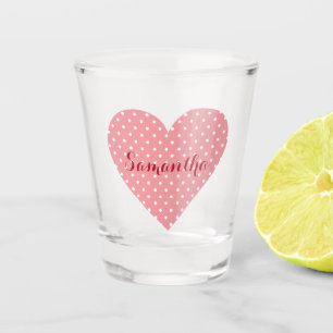 Hübsche Pink-Weiß-Polka-Punkte Schnapsglas
