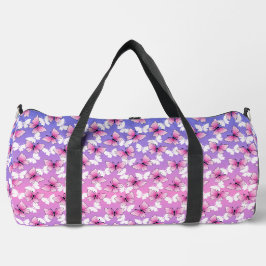 Hübsche pink-weiße Schmetterlingsmuster-Duffeltasc Duffle Bag