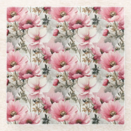 HÜBSCHE PINK & WHITE POPPONE ANEMONE BLUME GLASUNTERSETZER