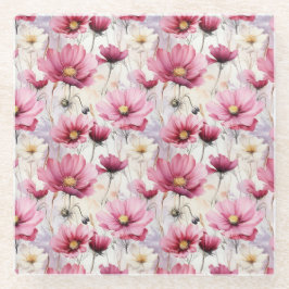 HÜBSCHE PINK & WHITE POPPONE ANEMONE BLUME GLASUNTERSETZER