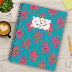Hübsche Pinkblaue Florale Vintage-Hochschule Notizbuch