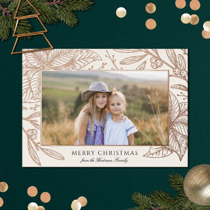 Hübsche Poinsettia Blumenrahmen   Horizontales Fot Folien Feiertagskarte