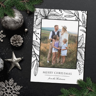 Hübsche Poinsettia Blumenrahmen   Vertikales Foto Feiertagskarte