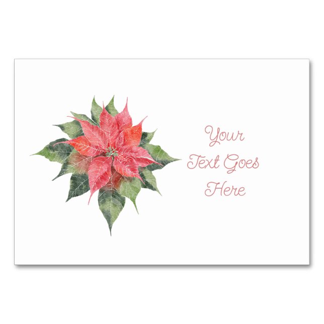 Hübsche Poinsettia Sitzverteilung Tischnummer (Vorderseite)