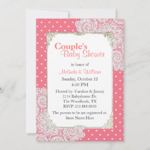 Hübsche Polka Dot Couple's Baby Shower Einladung