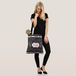 Hübsche Polka Dots und rosa Rosen Tote Tasche