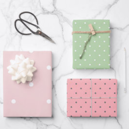 Hübsche Polka Punkte Geburtstag rosa und grün Geschenkpapier Set