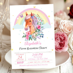 Hübsche Pony Regenbogen Sterne Geburtstagseinladun Einladung