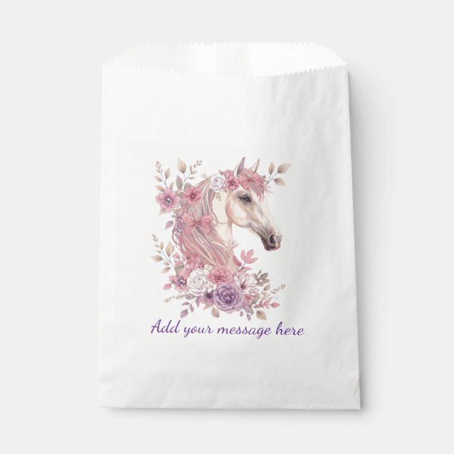 Hübsche Ponys Pastell Blumen Pferd Mädchen Geschenktütchen (Vorderseite)