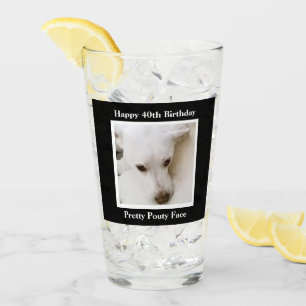 Hübsche Pouty Face Niedlicher Hund 40. Geburtstag  Glas