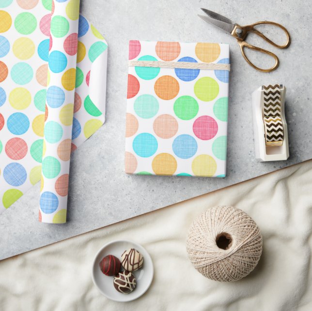Hübsche Preppy Summer Colors Polka Dots Muster Geschenkpapier (Kunsthandwerk)