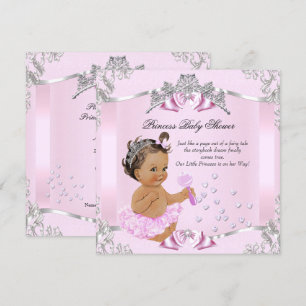 Hübsche Prinzessin Baby Shower Rosa Tutu Brünette Einladung