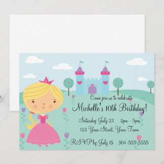 Hübsche Prinzessin Birthday Party Einladung