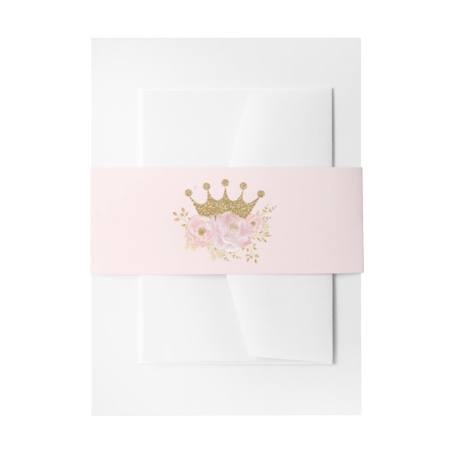 Hübsche Prinzessin Blush Pink Gold Baby Girl Gebur Einladungsbanderole (Vorderseite Beispiel)