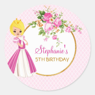 Hübsche Prinzessin Girls Birthday Party Sticker