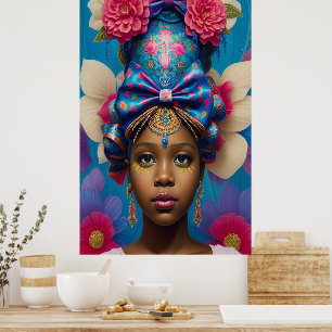 Hübsche Prinzessin mit Riesenbogenhut Poster