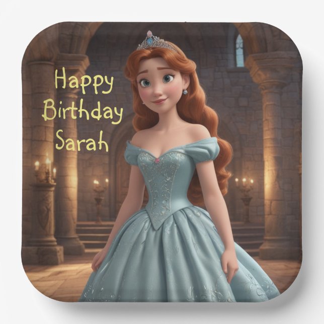 Hübsche Prinzessin Pappteller (Vorderseite)