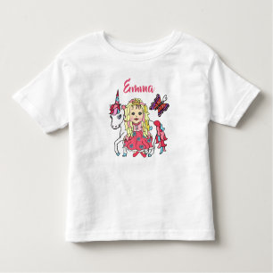 Hübsche Prinzessin und Einhorn Personalisiertes Sh Kleinkind T-shirt