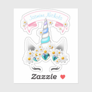 Hübsche Prinzessin Unicorn Crown mit Jadejuwelen Aufkleber