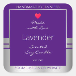 Hübsche Produktverpackungsmarken Lila und silber Quadratischer Aufkleber