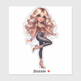 hübsche Puppe Aufkleber