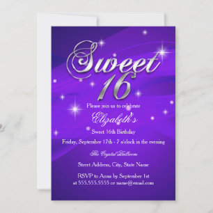 Hübsche Purple Sparkle Sweet Sixteen Einladung
