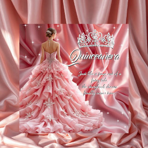 Hübsche Quinceanera Geburtstagspartei Pink Tiara Einladung